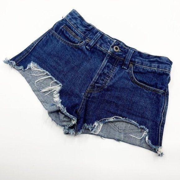 Free People Cut Off Jean Shorts Distressed Size 24 - Picture 2 of 10